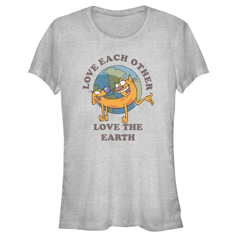 Juniors Womens Catdog Love the Earth T-Shirt, 1 of 5