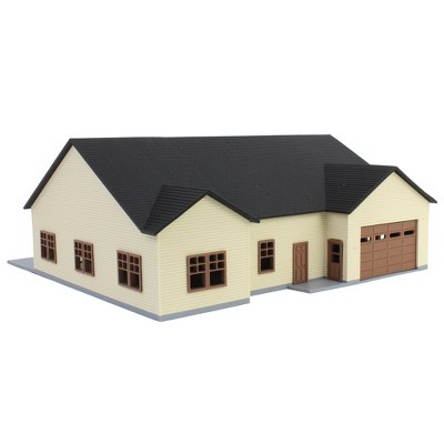1/64 Tan & Brown Ranch Farm House w/ Opening Garage & Back Deck, 3D Print RW-60B