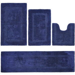 Lux Premium 100% Cotton Tufted Solid Reversible 4 Piece Bath Rug Set – Ultra-Soft, Water-Absorbent, Durable, Machine Washable Bathroom Rug - 1 of 4
