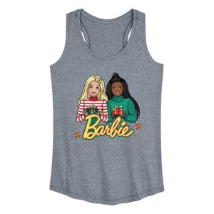 Women's Barbie Winter Holidays Graphic Racerback Tank - Heather Grey - Small - 1 of 4