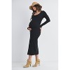 Hello Miz Women's Ribbed Long Sleeve Scoop Neck Maternity Midi Dress - 2 of 4