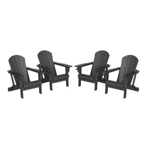 WestinTrends Nantucket Outdoor Patio HDPE Resin Folding Adirondack Chairs With Cup Holder and Phone Holder (Set of Four) - 1 of 4