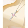 Molenia Birthstone Cross Necklace for Women, 925 Sterling Silver Heart Cross Pendant Necklace Fine Cross Jewelry Mother‘s Day Birthday Gifts for Her - 3 of 4