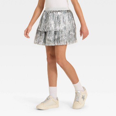 Kids' Pop Star Halloween Costume Apparel Tinsel Skirt - Hyde and EEK! Boutique™ Metallic Silver One Size Fits Most