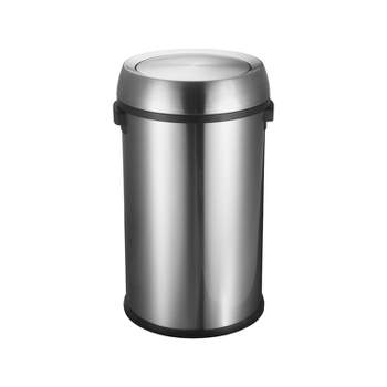 Alpine Industries Stainless Steel Commercial Indoor Trash Can with Swing Lid 17-Gallon