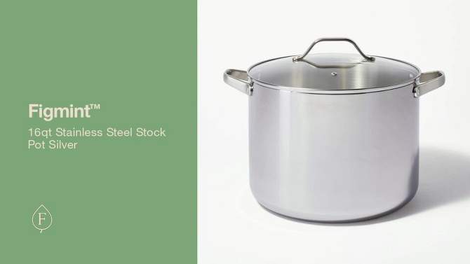 16qt Stainless Steel Stock Pot Silver - Figmint&#8482;, 2 of 10, play video