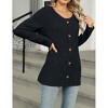 Women's Button Detail Long Sleeve T-Shirt Ribbed Knit Loose Fit Casual Top - 2 of 4