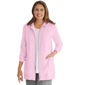 Woman Within Women's Plus Size Zip Front Tunic Hoodie Jacket - 1 of 4
