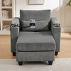 ModernLuxe Convertible Corduroy Loveseat Sofa Bed, Chaise Lounge with USB Ports, 2 Cup Holders, Storage Box & Phone Holder - 2/1 Seat Options - 2 of 4