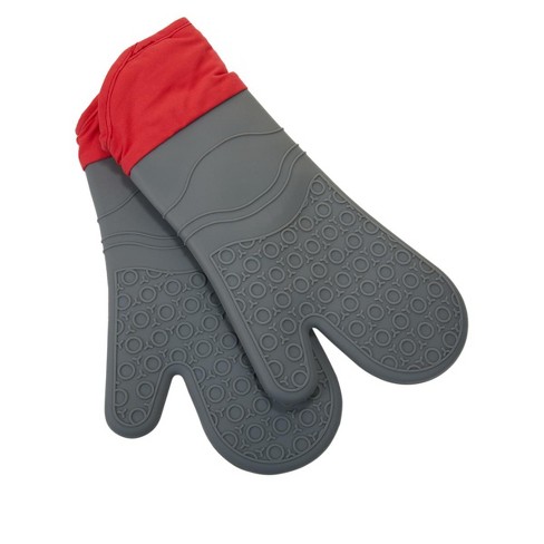 Big Red House Oven Mitts - Kitchen Mitts with Heat Resistant Silicone up to  480F for Hot Cooking & Baking (Set of 2) - Grey