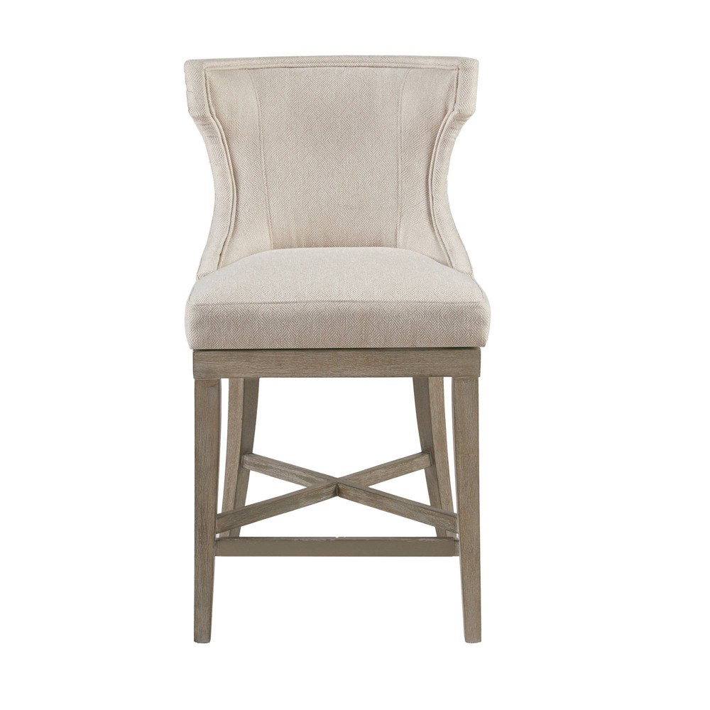 Photos - Chair Troy Counter Height Barstool with Swivel Seat Cream: Madison Park, Upholst