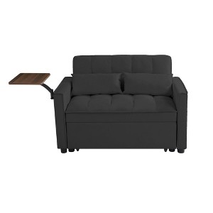 NicBex Velvet Loveseat Sofa Modern Loveseat Sofa Bed  with Tufted Back and Armrests,Convertible Sleeper Couch Pull Out Bed for Living Room,Black - 1 of 4