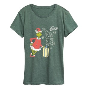 Women's - Dr. Seuss - Grinch Present Short Sleeve Graphic T-Shirt - 1 of 4