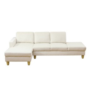 DOMETOUR 2-Piece Modern Beige Lint Couch L-Shaped Sectional Sofa for Living Room - 1 of 4
