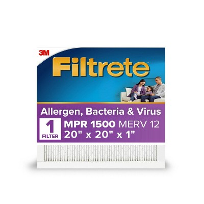 Filtrete 20x20x1 Allergen Bacteria and Virus Air Filter 1500 MPR