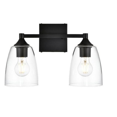 Elegant Lighting Gianni 2 light Black and Clear Bath Sconce