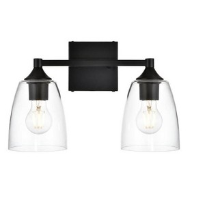 Elegant Lighting Gianni 2 light Black and Clear Bath Sconce - 1 of 4