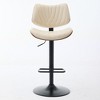 Walnut Bentwood Bar Stools Mid Century Modern Adjustable Counter Height Black Leather Upholstered 360°Swivel Bar Chairs - 4 of 4