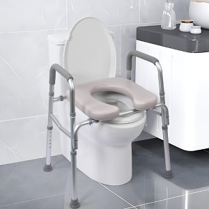 coucheta Raised Toilet Seat with Handles, Potty Chair for Seniors, 350Lbs Padded Commode Chair Elevated Toilet Seat with Adjustable Height and Arms - 1 of 4