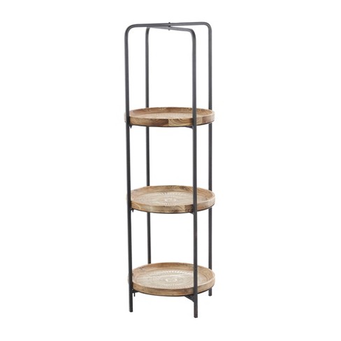 32.5 Farmhouse Wood And Metal 3 Tiered Storage Stand Brown - Linon : Target