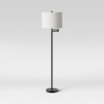 Metal Column Swing Arm Floor Lamp Black (Includes LED Light Bulb) - Threshold™