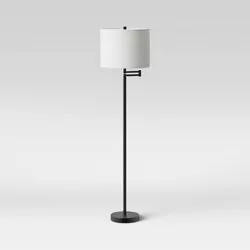 Metal Column Swing Arm Floor Lamp Black - Threshold™