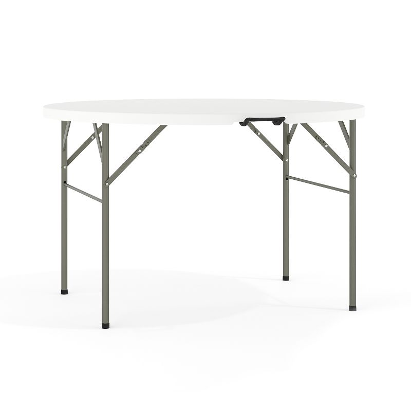 Flash Furniture Freeman 4-Foot Round Bi-Fold Granite White Plastic Banquet and Event Folding Table with Carrying Handle, 1 of 15