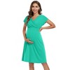 Clearlove 2025 Summer Maternity Nursing Dress Baby Shower Short Sleeves A-line Midi Pregnancy Dress - 2 of 4