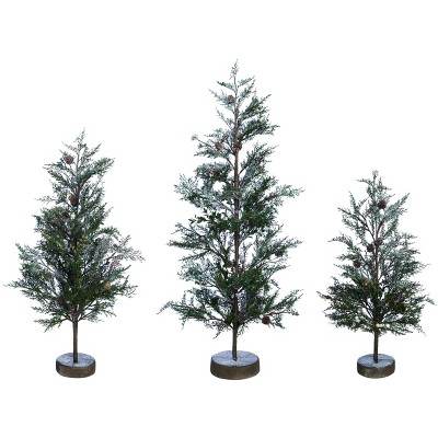 Transpac Artificial 36 in. Green Christmas Tree Set of 3