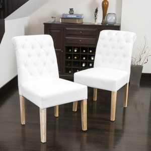 Coolbibila Wooden Tufted Parsons Dining Chairs Set Of 2,Modern Upholstered Armless Dining Chairs,Farmhouse Kitchen Dining Chair - 1 of 4