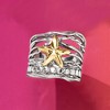 Ross-Simons Sterling Silver and 14kt Yellow Gold Multi-Row Starfish Ring - 4 of 4