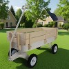 Hrinhom 17.3"W Outdoor Garden Panel Wagon with Steel Structure and Wooden Railings - 3 of 4