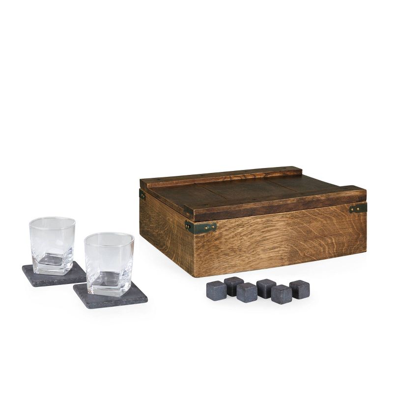 11pc Whiskey Box Gift Set Oak Wood - Picnic Time, 3 of 9