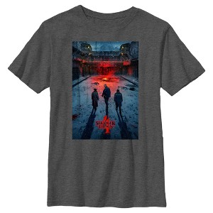 Boy's Stranger Things Four Friends Rift Apocalypse Poster T-Shirt - 1 of 4