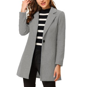 INSPIRE CHIC Women's Regular Fit Notched Lapel Long Sleeve Buttoned Classic Coat - 1 of 4