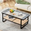 NicBex 2-Tier Tempered Glass Coffee Table Center Dining Table with Open Shelf for Living Room - 2 of 4