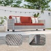 Sonkuki 8-Piece Patio Conversation Set, Outdoor Furniture Set with 4 Rattan Swivel Rocking Chairs, Side Table, Ottoman and Navy Blue Cushion - 4 of 4