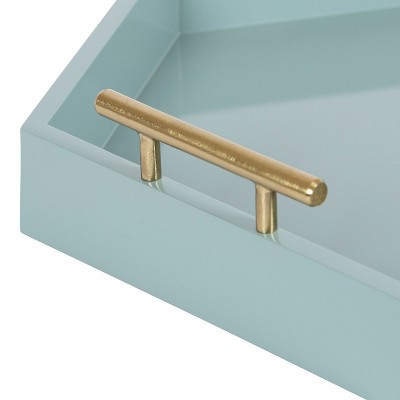 Lipton Spa Blue and Gold Hexagon Wood Decorative Tray, 18x15.5"