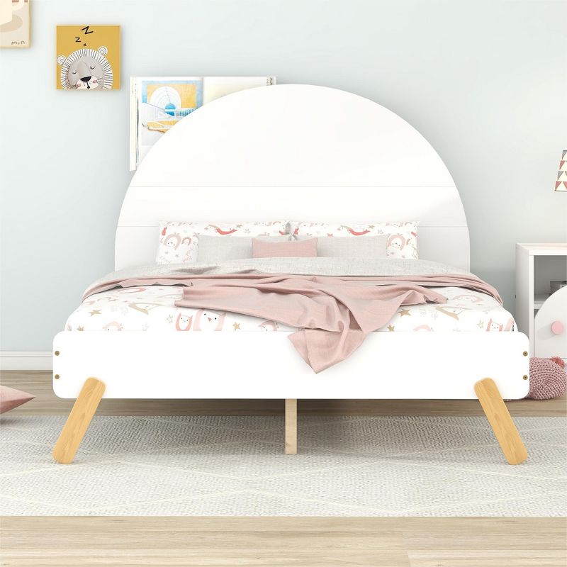 Wooden Platform Bed With Curved/Unicorn Shape Headboard-ModernLuxe, 2 of 11