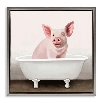 Stupell Industries Pink Farm Pig in Country Bath Tub, 18" x 18"
