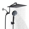 Cobbe 12 Inch All Metal 3-Way Rain Shower Head, High Pressure Dual Shower Heads with Handheld Spray Combo, 9 Spray Filtered Shower Head, Black - 2 of 4
