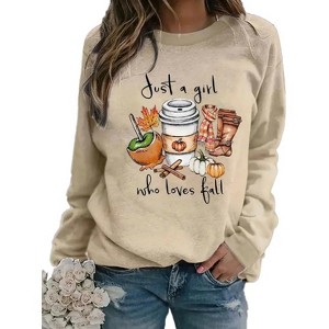 Plus Size Fall Sweatshirt Just A Girl Who Loves Fall Sweatshirts with Crew Neck Long Sleeve Funny Sayings Pullover Halloween Plus Size Shirts - 1 of 3