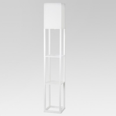 white lamp with shelves
