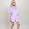 Anna-Kaci Lounge Women's Ribbed Pajama Set with Cropped Short Sleeve Top Crew Neckline and Elastic Waist Lounge Shorts - 3 of 4
