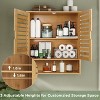 Artloge Large Bamboo Bathroom Wall Mount Cabinet Over The Toilet Storage Organizer with 2 Door Cupboard & 3 Tier Shelves - 4 of 4