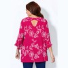 Catherines Women's Plus Size Embroidered Gauze Tunic - 3 of 4