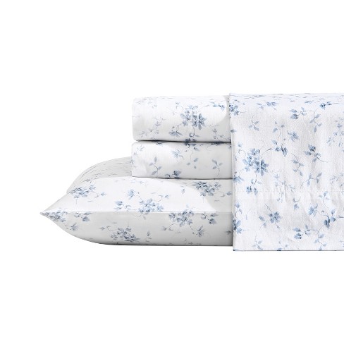 Laura Ashley Home King Sheet Set, Soft Sateen Cotton Bedding Set