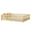 Dolonm Full Size Floor Bed with Safety Fence & Door, Low-Profile Rubber Wood Kids Bed - 2 of 4