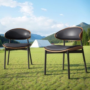 Luck Live Modern Patio Dining Chairs 2-Piece Outdoor Armless Dining Chair Set/Black&Metal Frame, - 1 of 4