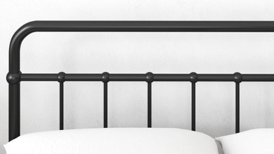 Florence Gray Metal Twin Platform Bed Frame with Spindle Headboard